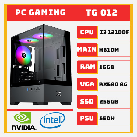 PC Gaming i3 12100F RX580 8GB