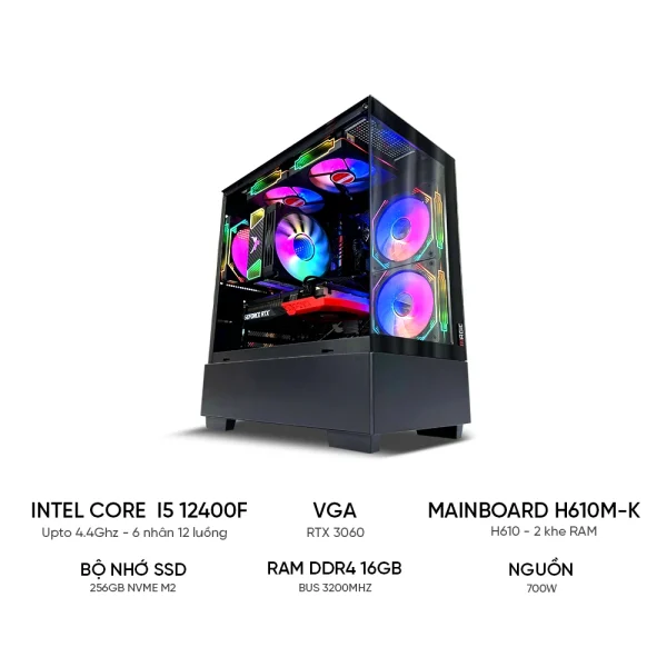 PC GAMING i5 12400F RTX 3060 | RAM 16GB | SSD 256GB - TGPCGMN009 - Ảnh 1