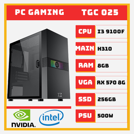 PC Gaming i3 9100F RX 570 8GB