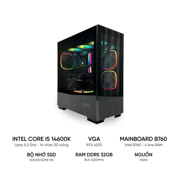 PC ĐỒ HỌA i5 14600K RTX 4070 12GB | RAM 32GB | SSD 500GB - TGPCDH019 - Ảnh 1