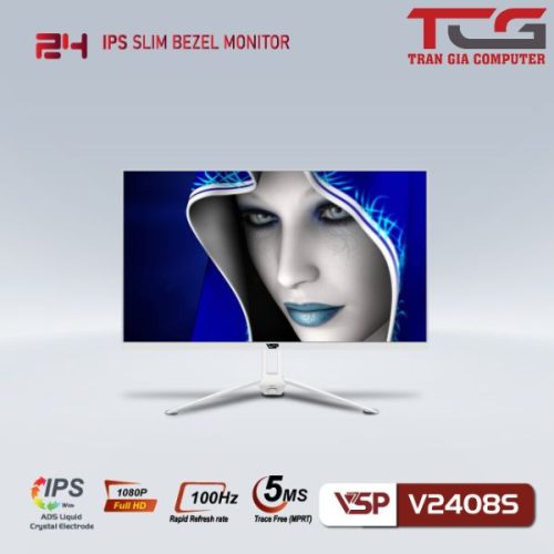 LCD VSP V2408S Full Viền 100Hz phẳng New (24")(White/Trắng)