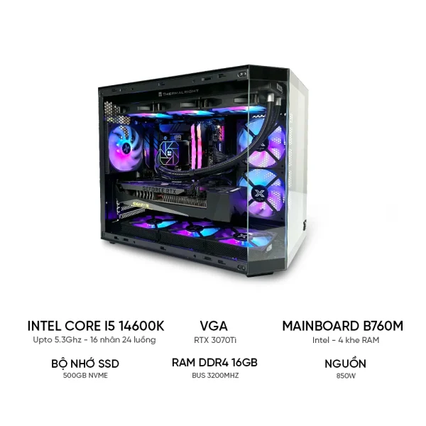 PC GAMING i5 14600K RTX 3070Ti | RAM 16GB | SSD 500GB - TGPCGM061 - Ảnh 1