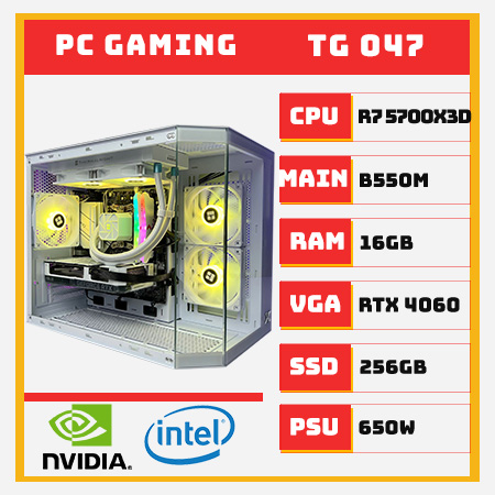 PC Gaming Ryzen 7 5700X3D RTX 4060 RAM 16GB