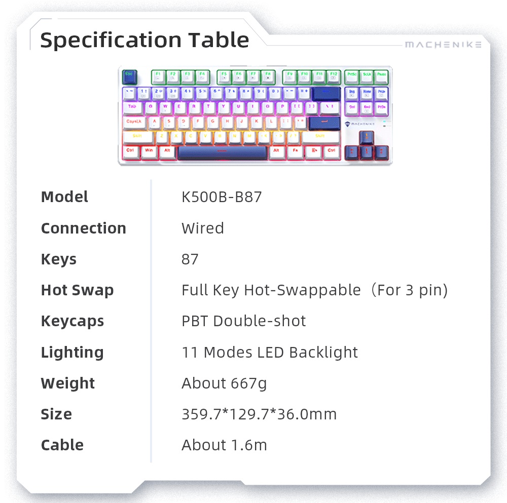 Bàn phím Machenike K500B-B87 Mixed Light B