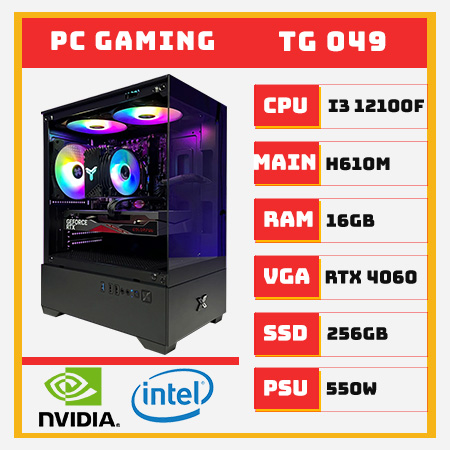 PC Gaming i3 12100F RTX 4060 RAM 16G