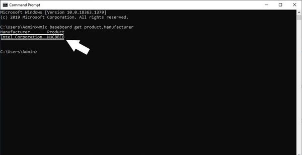 Kiểm tra mainboard bằng command prompt