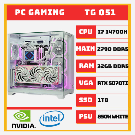 PC Gaming I7 14700K RTX 5070Ti RAM 32GB White