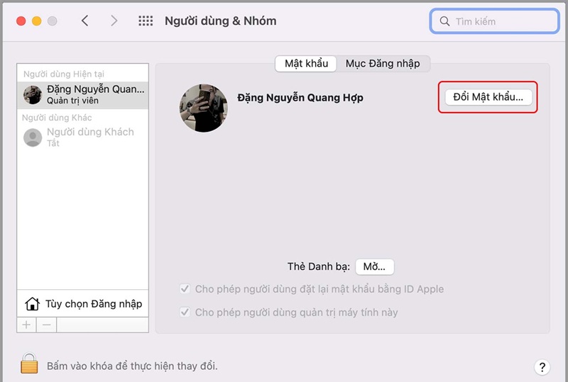 Cách đặt mật khẩu trên macbook