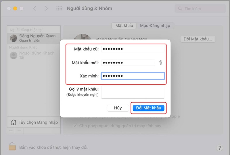 Cách đặt mật khẩu trên macbook