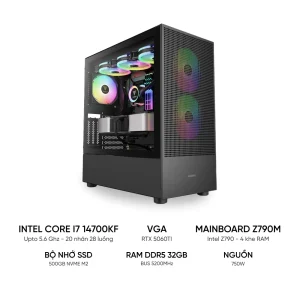 PC ĐỒ HỌA i7 14700KF RTX 5060Ti 16GB | RAM 32GB DDR5 | SSD 500GB