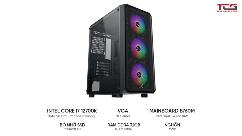 PC Đồ Họa i7 12700K RTX 3060 12GB | RAM 32GB | SSD 1TB