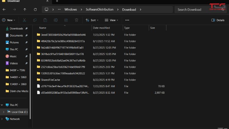 Xóa file Windows Update