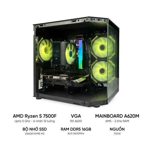 PC GAMING Ryzen 5 7500F RX 6600 | RAM 16GB DDR5 | SSD 256GB