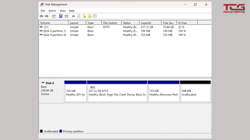 Phân vùng ổ cứng SSD mới
