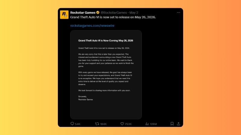 Rockstar vẫn giữ nguyên ý định ra mắt GTA 6 vào năm sau
