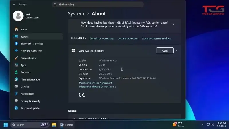 giới thiệu về phiên bản win 11 25h2