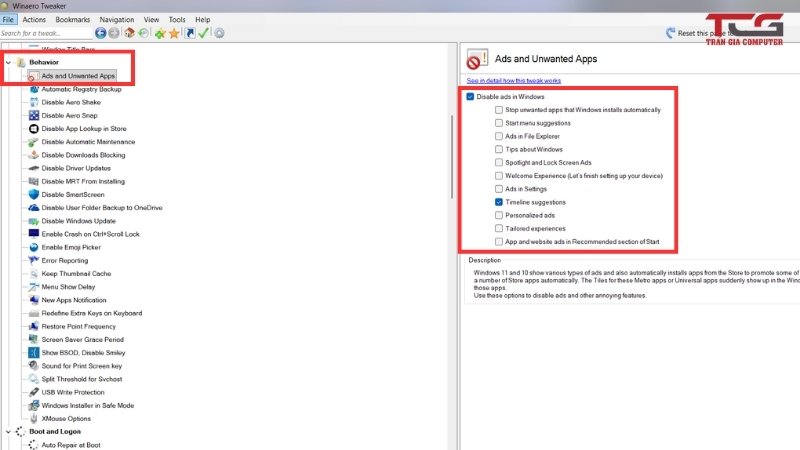 Xóa quảng cáo khỏi windows