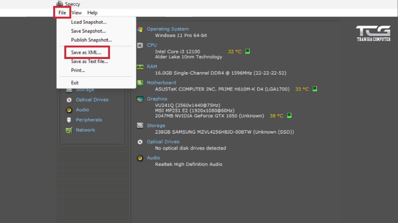 Mẹo để sử dụng Speccy