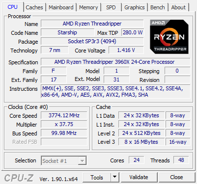 thông số cpu threadripper 3690x